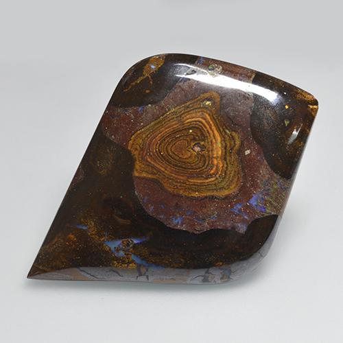 39.46カラットの天然マルチカラーボルダーオパール（42.8×30.2 mm・ファンシーシェイプ）