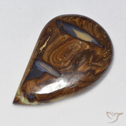 33.73カラットの天然マルチカラーボルダーオパール（35.2×23.5 mm・ファンシーシェイプ）