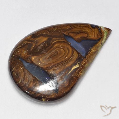 33.73カラットの天然マルチカラーボルダーオパール（35.2×23.5 mm・ファンシーシェイプ）