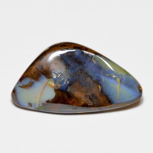 30.28カラットの天然マルチカラーボルダーオパール（31.5×17.2 mm・ファンシーシェイプ）