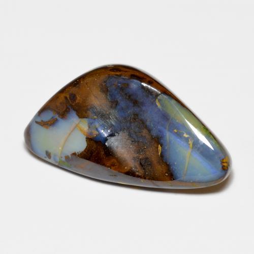 30.28カラットの天然マルチカラーボルダーオパール（31.5×17.2 mm・ファンシーシェイプ）