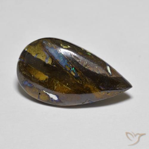 8.30ct 天然 マルチカラー ボルダーオパール, 洋梨の形, オペーク