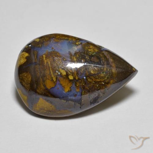 10.43ct 天然 マルチカラー ボルダーオパール, 洋梨の形, オペーク