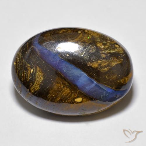 20.97カラットの天然マルチカラーボルダーオパール（21.5×15.7 mm・オーバルカット）