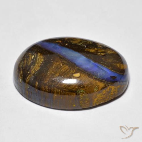 20.97カラットの天然マルチカラーボルダーオパール（21.5×15.7 mm・オーバルカット）
