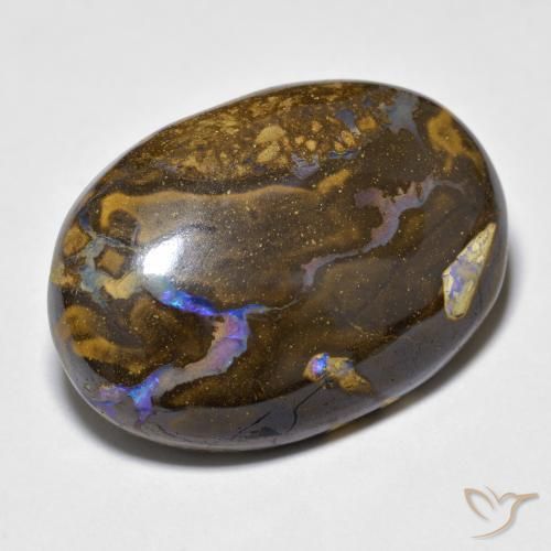 23.40カラットの天然マルチカラーボルダーオパール（24.1×16.7 mm・オーバルカット）