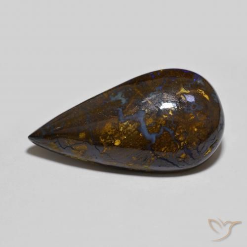 18.19ct 天然 マルチカラー ボルダーオパール, 洋梨の形, オペーク