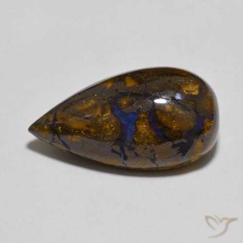 8.32ct 天然 マルチカラー ボルダーオパール, 洋梨の形, オペーク
