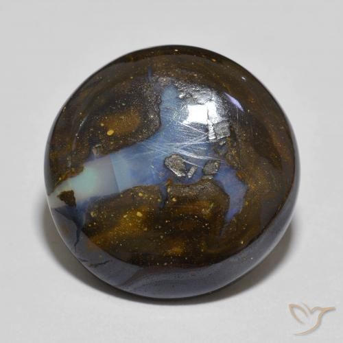 11.65ct 天然 マルチカラー ボルダーオパール, ラウンド, オペーク