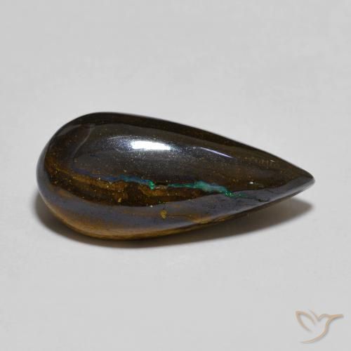 6.90ct 天然 マルチカラー ボルダーオパール, 洋梨の形, オペーク