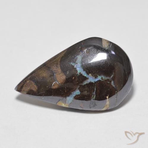 6.10ct 天然 マルチカラー ボルダーオパール, 洋梨の形, オペーク
