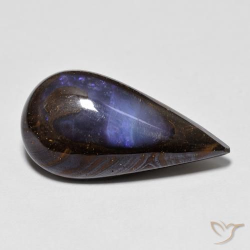 8.11ct 天然 マルチカラー ボルダーオパール, 洋梨の形, オペーク
