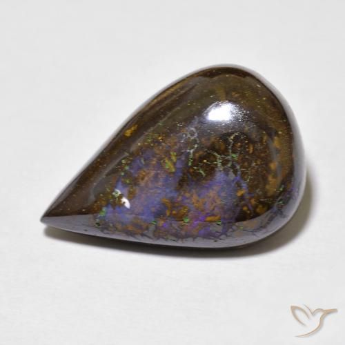 9.46ct 天然 マルチカラー ボルダーオパール, 洋梨の形, オペーク