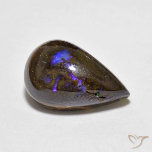 7.30ct 天然 マルチカラー ボルダーオパール, 洋梨の形, オペーク
