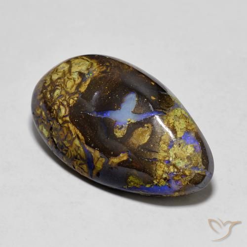 11.03ct 天然 マルチカラー ボルダーオパール, 洋梨の形, オペーク