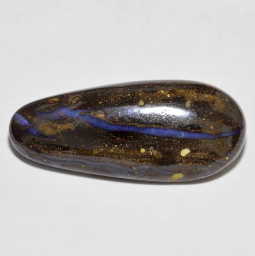 12.06カラットの天然マルチカラーボルダーオパール（26.3×11.3 mm・ファンシーシェイプ）