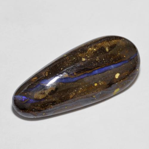 12.06カラットの天然マルチカラーボルダーオパール（26.3×11.3 mm・ファンシーシェイプ）