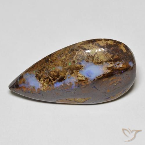 11.36ct 天然 マルチカラー ボルダーオパール, 洋梨の形, オペーク