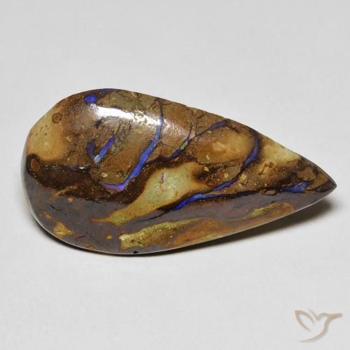 11.51ct 天然 マルチカラー ボルダーオパール, 洋梨の形, オペーク