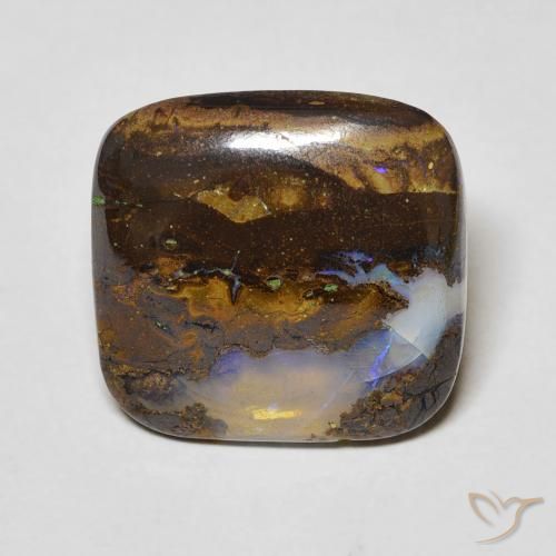 7.13ct 天然 マルチカラー ボルダーオパール, クッション, 透明
