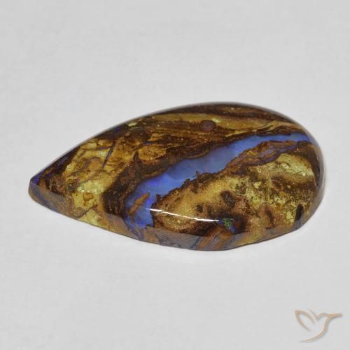 8.11カラットの天然マルチカラーボルダーオパール（22.1×13.8 mm・洋梨の形）