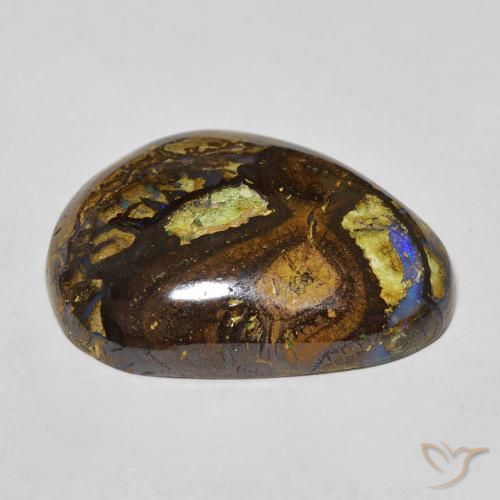 21.59カラットの天然マルチカラーボルダーオパール（24.1×18.3 mm・ファンシーシェイプ）