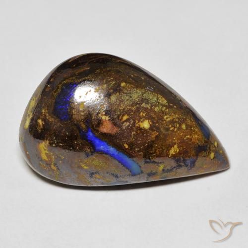 20.30カラットの天然マルチカラーボルダーオパール（25.5×16 mm・ファンシーシェイプ）