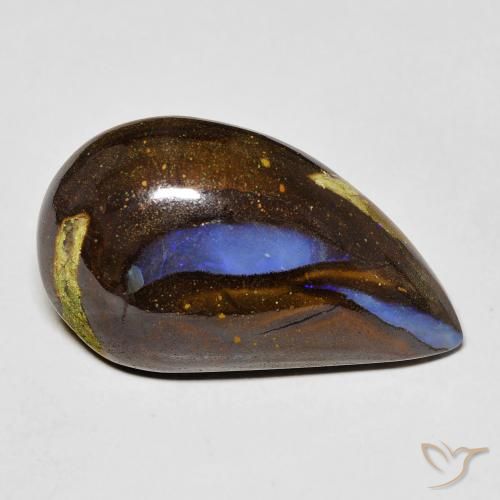 13.03ct 天然 マルチカラー ボルダーオパール, 洋梨の形, オペーク