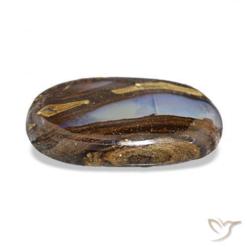 6.73カラットの天然マルチカラーボルダーオパール、楕円形、オペーク