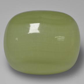 92.84カラットの天然黄みがかったグリーン方解石、クッションカット、半透明