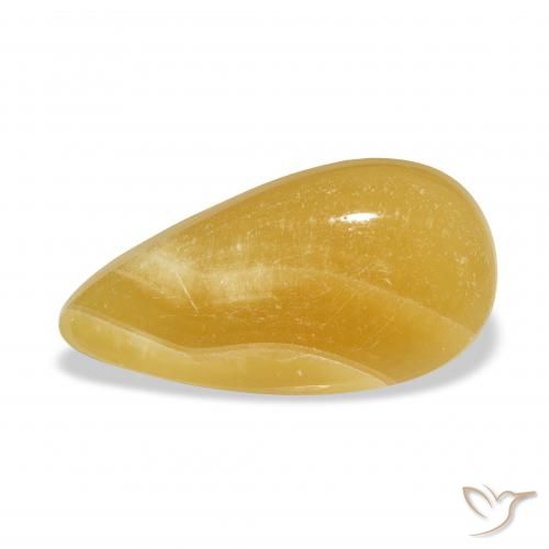 13.68ct 天然 ゴールデンオレンジ 方解石, 洋梨の形, 半透明
