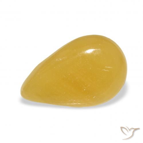 7.28ct 天然 ゴールデンオレンジ 方解石, 洋梨の形, 半透明, Photo A