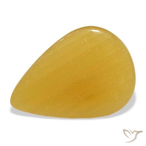 30.50ct 天然 ゴールデンオレンジ 方解石, 洋梨の形, 半透明