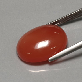17.21カラットの天然レッドオレンジカーネリアン（20.2×15.4 mm・透明）