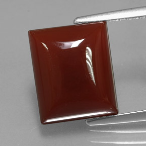 5.78カラットの天然レッドオレンジカーネリアン（12.1×10.1 mm・バゲット）
