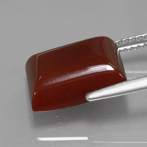 5.78カラットの天然レッドオレンジカーネリアン（12.1×10.1 mm・バゲット）