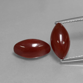 カラットの天然レッドオレンジカーネリアン（12.1×6.2 mm・マーキス）