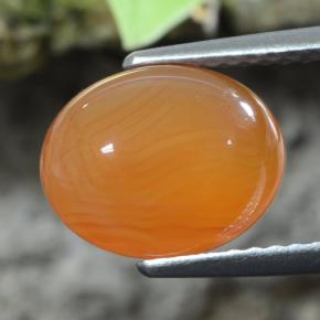 2.92カラットの天然ウォームアプリコットオレンジカーネリアン（10.1×8 mm・オーバルカット）