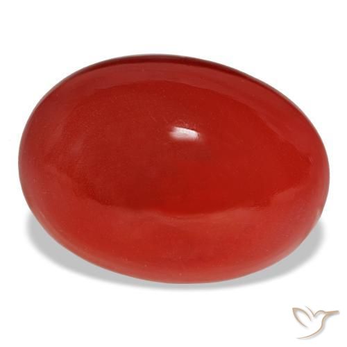 13.90カラットの天然明るい赤カーネリアン（18.1×13.1 mm・オーバルカット）