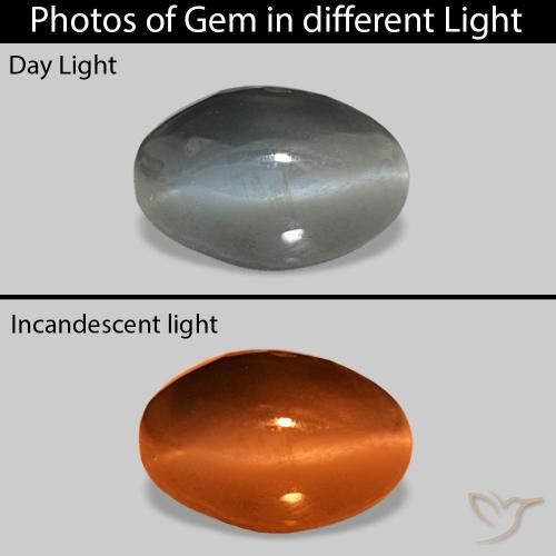 1.00カラットの天然ミディアムグレーCat's Eye Alexandrite、楕円形、オペーク