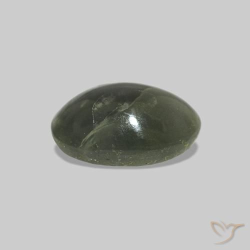 0.69カラットの天然モスグリーンCat's Eye Alexandrite、楕円形、オペーク