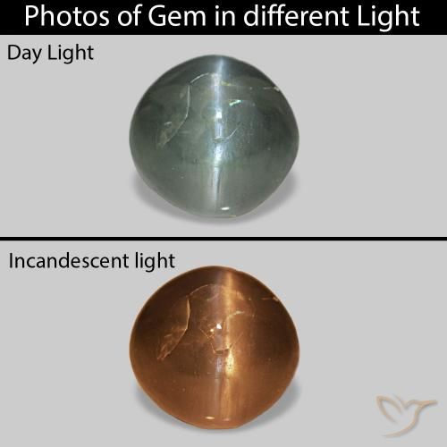 0.53ct ウォームグリーン Cat's Eye Alexandrite, ラウンド, オペーク