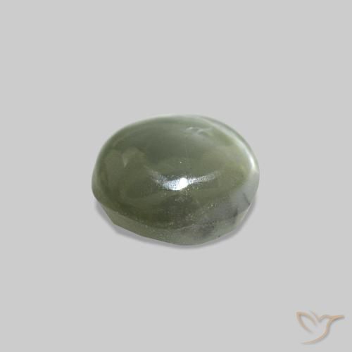 0.60カラットの天然ミディアムグリーンCat's Eye Alexandrite、楕円形、オペーク