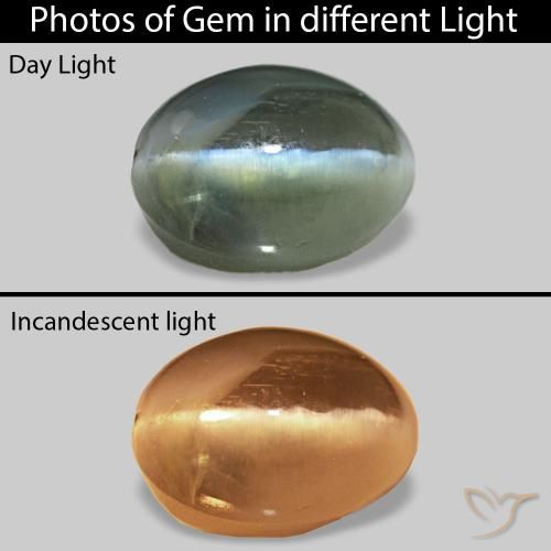 0.74ct グリーン Cat's Eye Alexandrite, 楕円形, オペーク