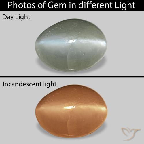 0.40ct ミディアムグリーン Cat's Eye Alexandrite, 楕円形, オペーク