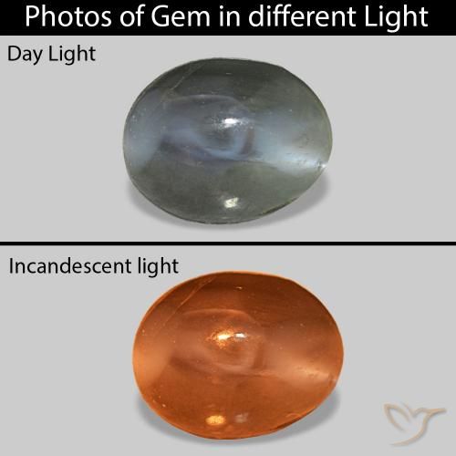 1.00ct 薄い緑がかった灰色 Cat's Eye Alexandrite, 楕円形, オペーク