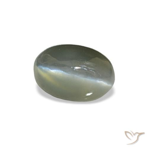 0.50カラットの天然薄い緑がかった灰色Cat's Eye Alexandrite（5.1×3.5 mm・オーバルカット）