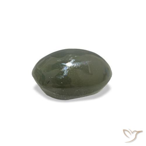 0.50カラットの天然薄い緑がかった灰色Cat's Eye Alexandrite（5.1×3.5 mm・オーバルカット）