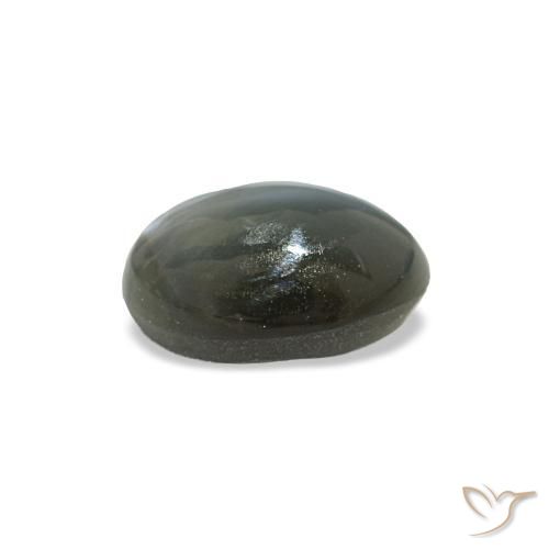 0.56カラットの天然薄い緑がかった灰色Cat's Eye Alexandrite（5.5×3.8 mm・オーバルカット）