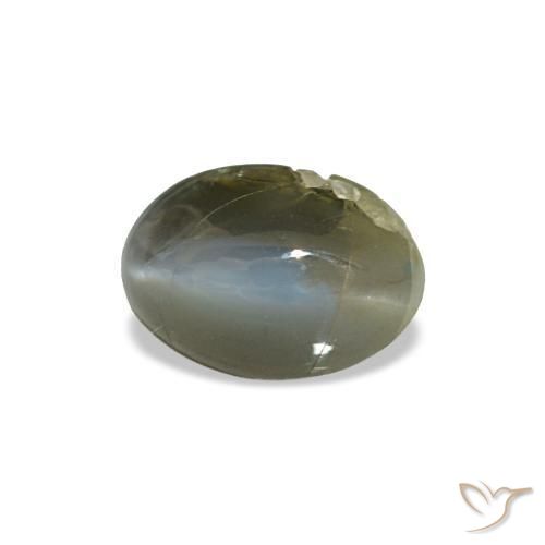 0.51カラットの天然グレーグリーンCat's Eye Alexandrite（5.5×3.7 mm・オーバルカット）